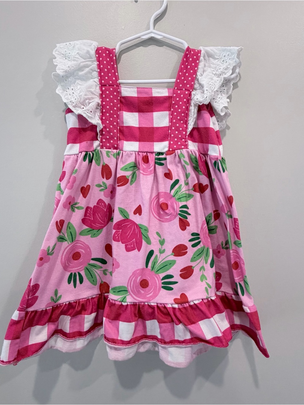 Eleanor Rose Pink Floral Gingham Boutique Dress